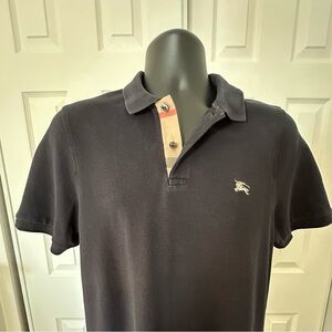 Burberry Black Polo Shirt with Beige Accents